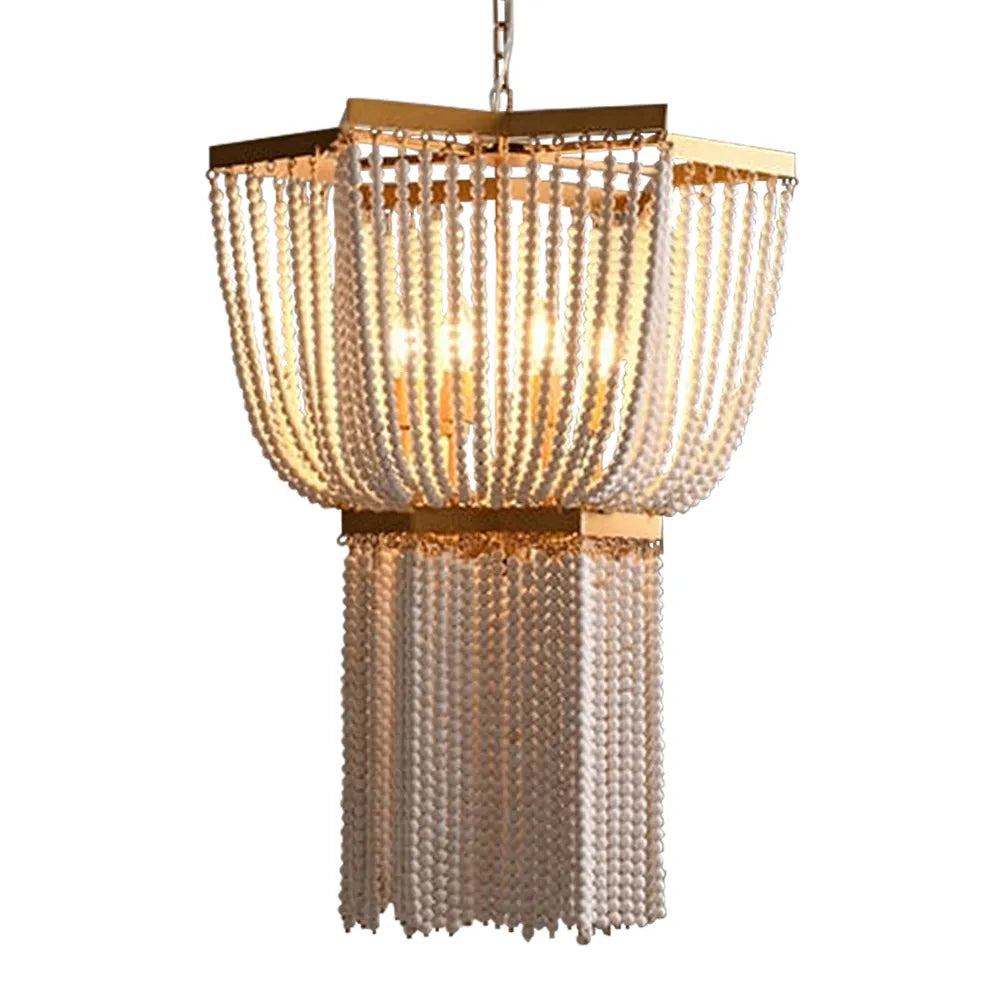 tassel boho wood chandelier