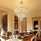 copper white beaded chandelier