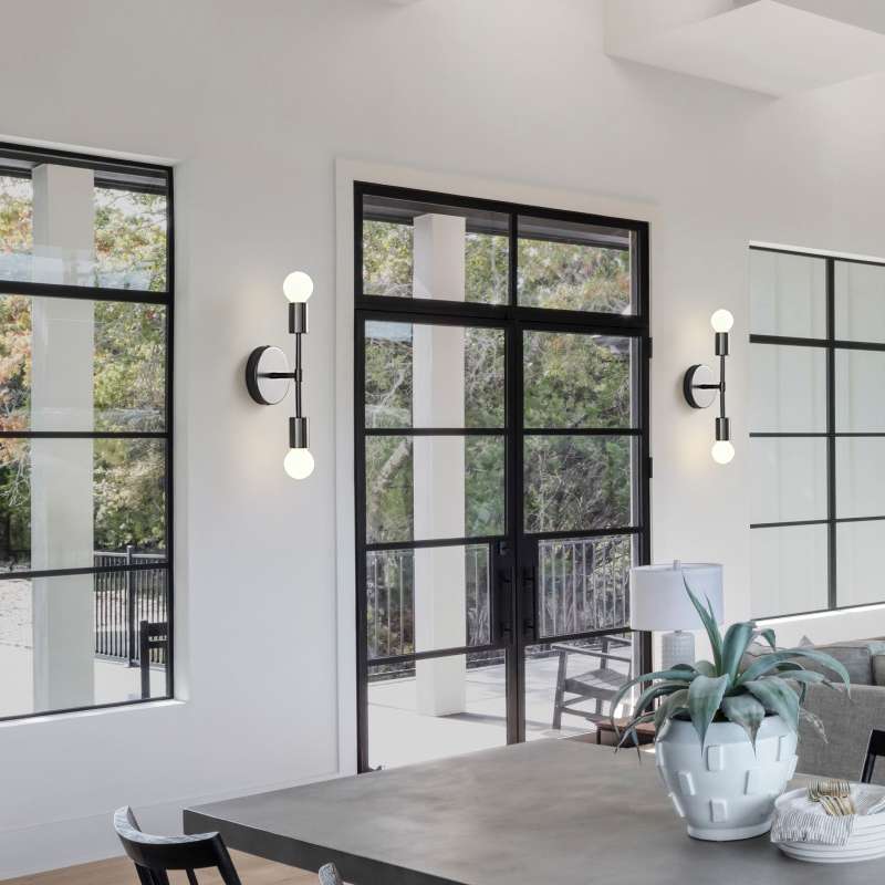 Black Wall Sconce – Hallway Light Fixtures & Modern Bathroom Lighting - View 3