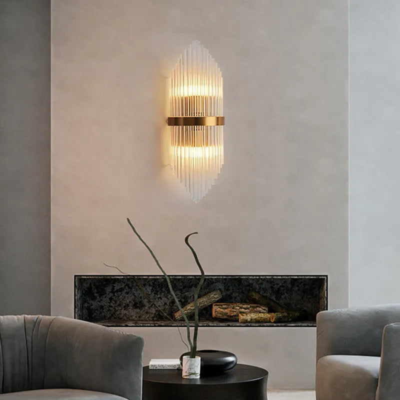 gold glass shade wall light