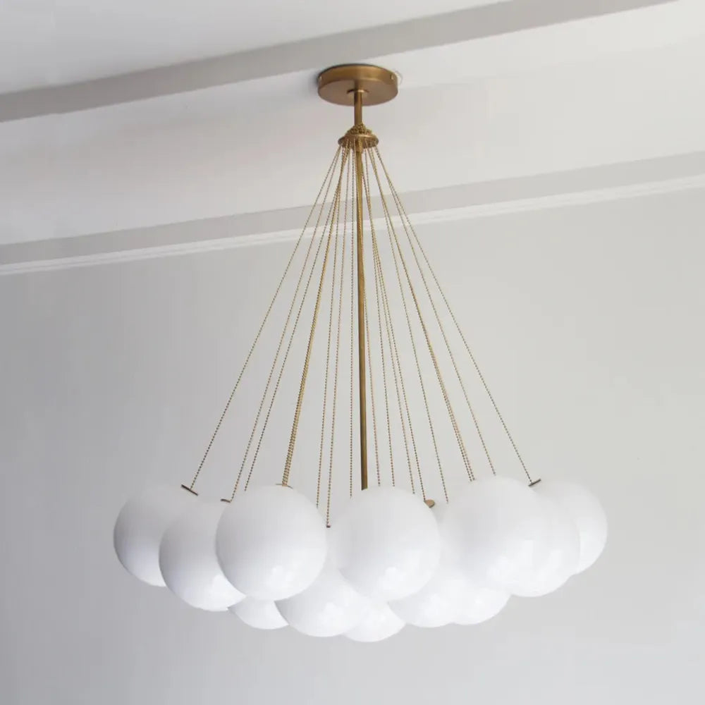 Modern Creative Chandelier – White Glass Bubble Cloud Light