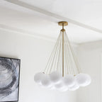 Modern Creative Chandelier – White Glass Bubble Cloud Light - View 2