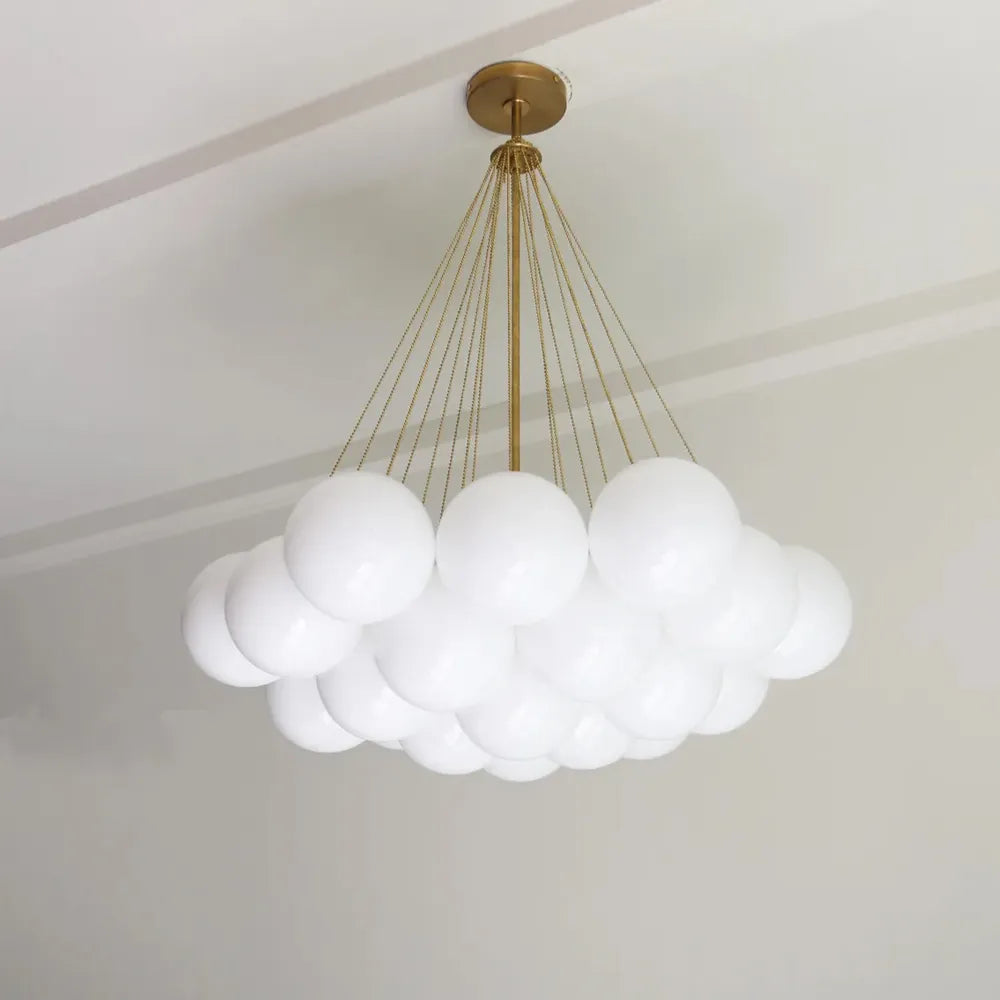 Modern Creative Chandelier – White Glass Bubble Cloud Light - View 3