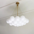 Modern Creative Chandelier – White Glass Bubble Cloud Light - View 3