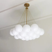 Modern Creative Chandelier – White Glass Bubble Cloud Light - View 3