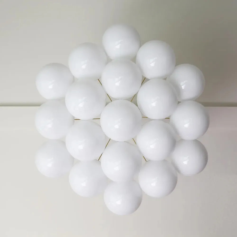 Modern Creative Chandelier – White Glass Bubble Cloud Light - View 4