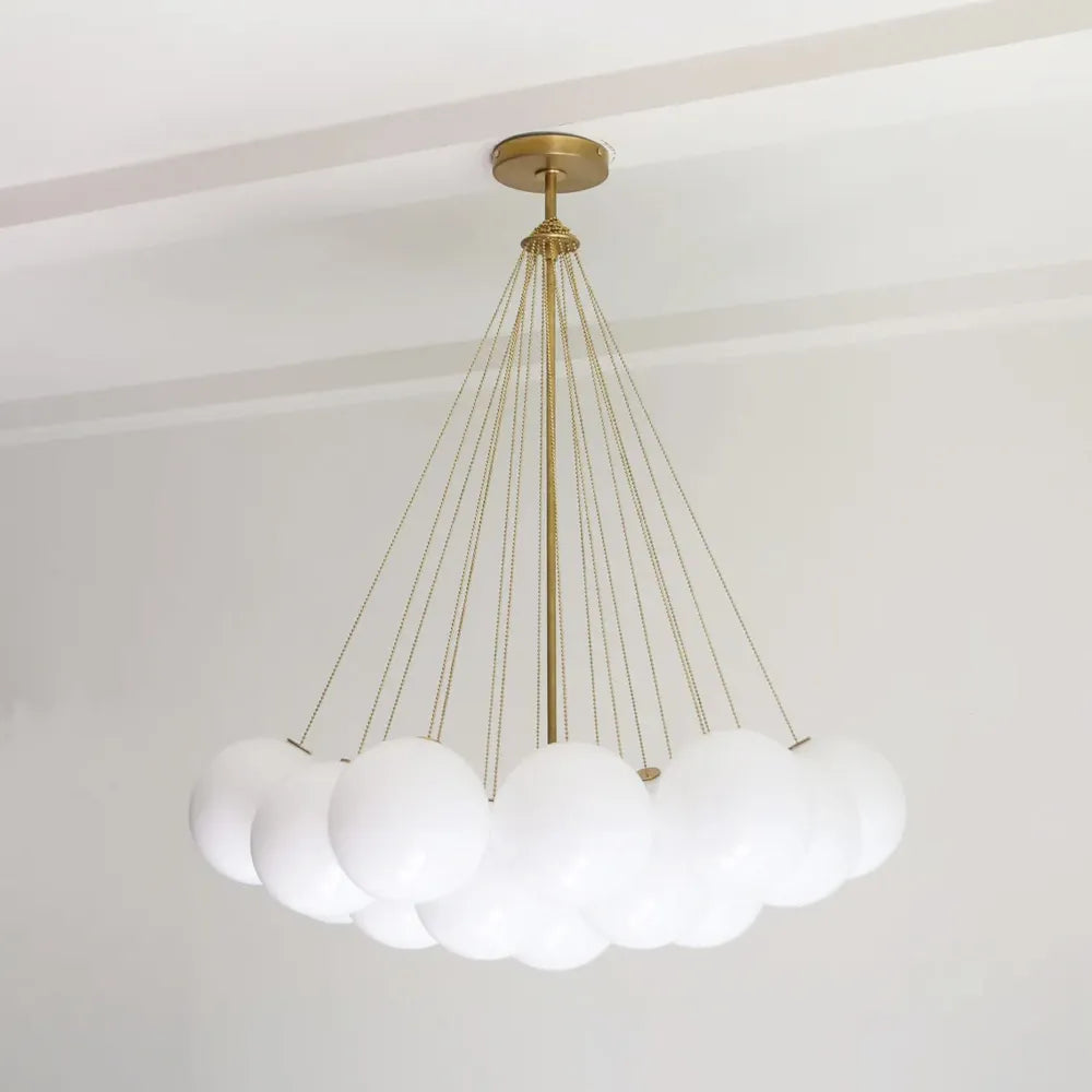 Modern Creative Chandelier – White Glass Bubble Cloud Light - View 9