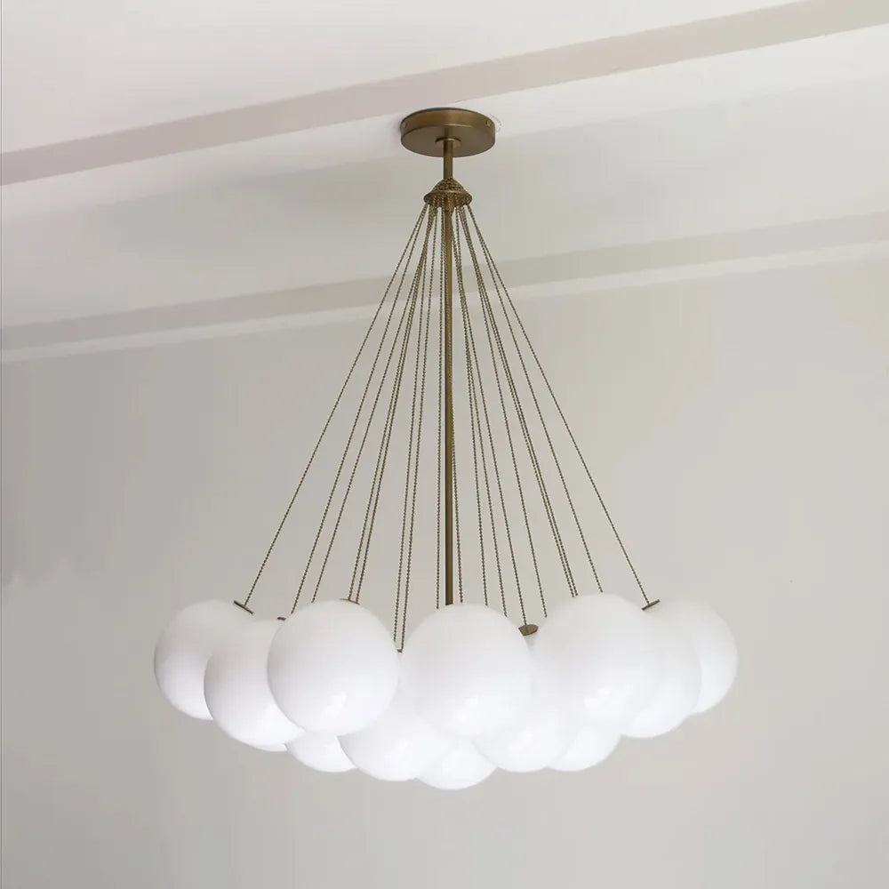 Modern Creative Chandelier – White Glass Bubble Cloud Light