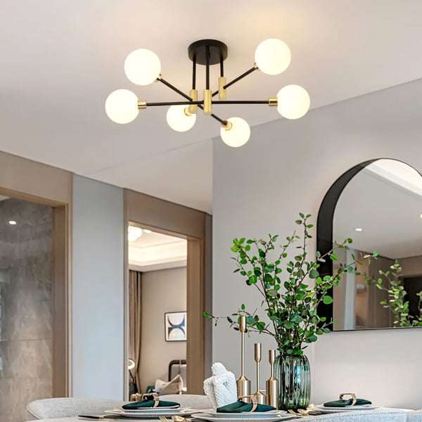 mid-century white glass ceiling lamp