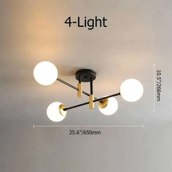 gold metal white glass ceiling light