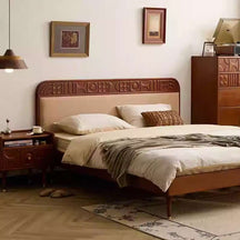 wooden platform bed