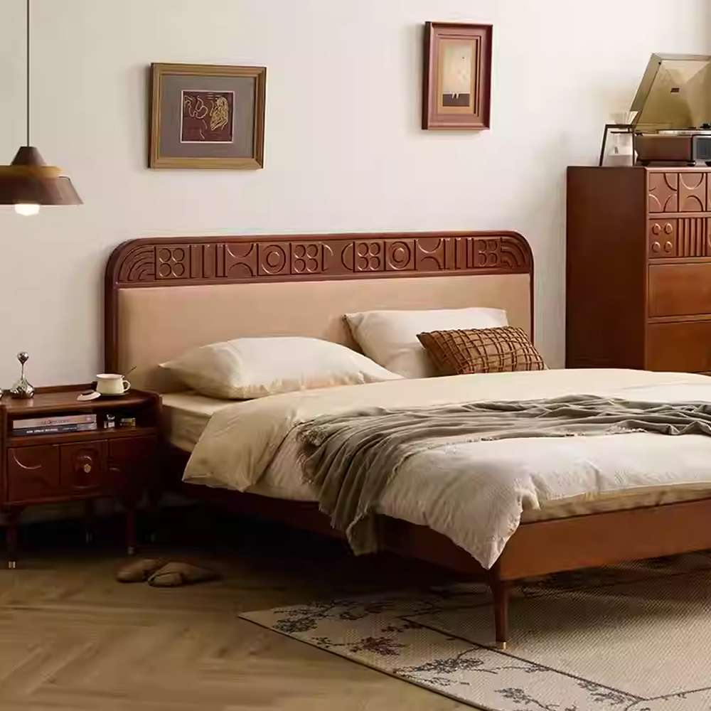 wooden platform bed