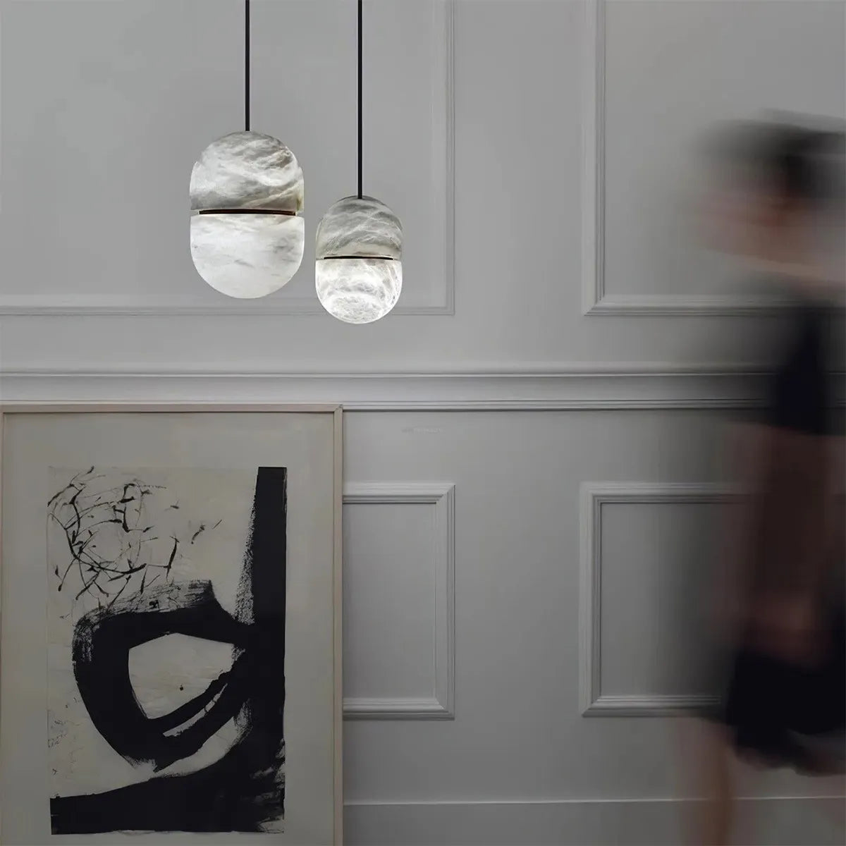 YUM Alabaster Pendant Light – Oval Pendant Lamp for Premium Indoor Lighting