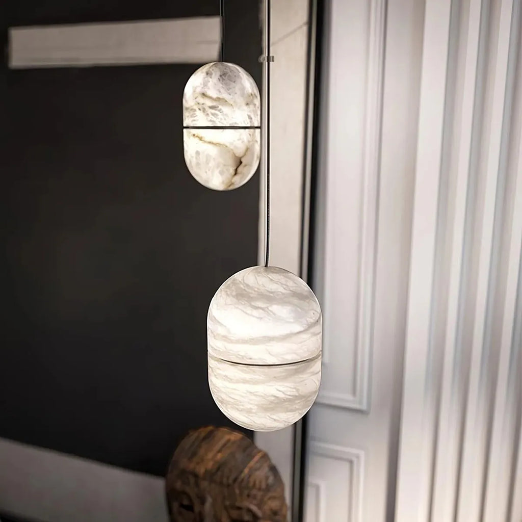 YUM Alabaster Pendant Light – Oval Pendant Lamp for Premium Indoor Lighting - View 3