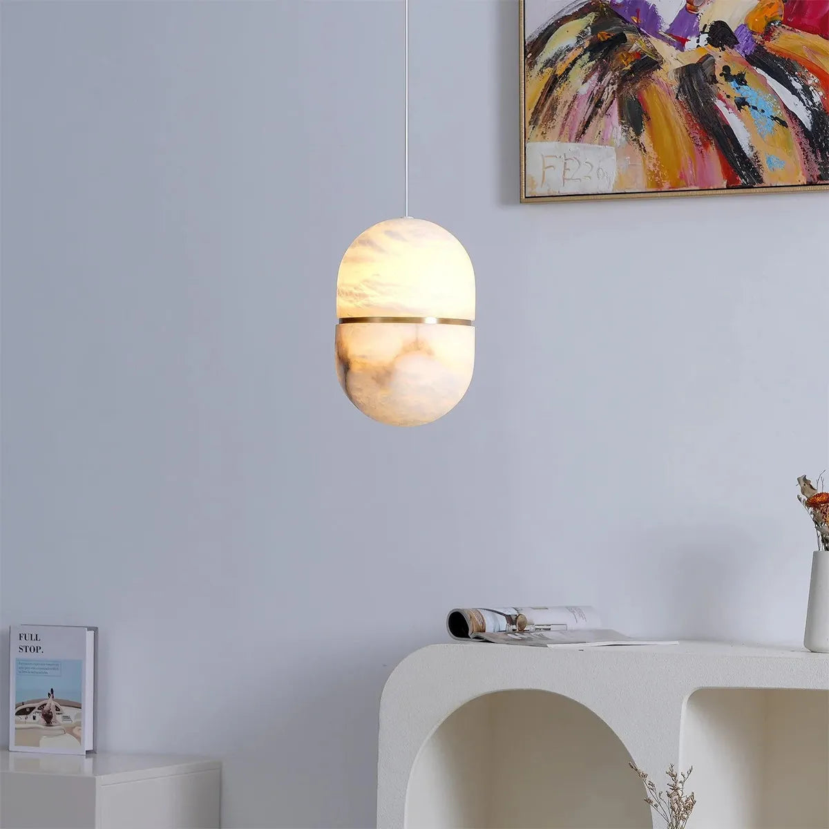 YUM Alabaster Pendant Light – Oval Pendant Lamp for Premium Indoor Lighting - View 4